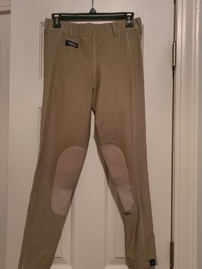 Tan Irideon Equestrian Breeches with Knee Patches